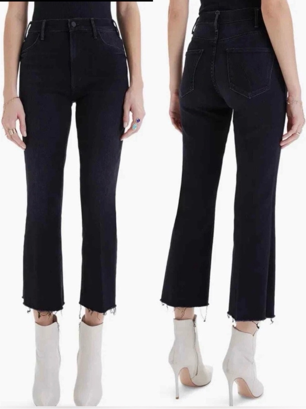 MOTHER Denim Women's Black The Hustler Ankle Fray Jeans Size 30